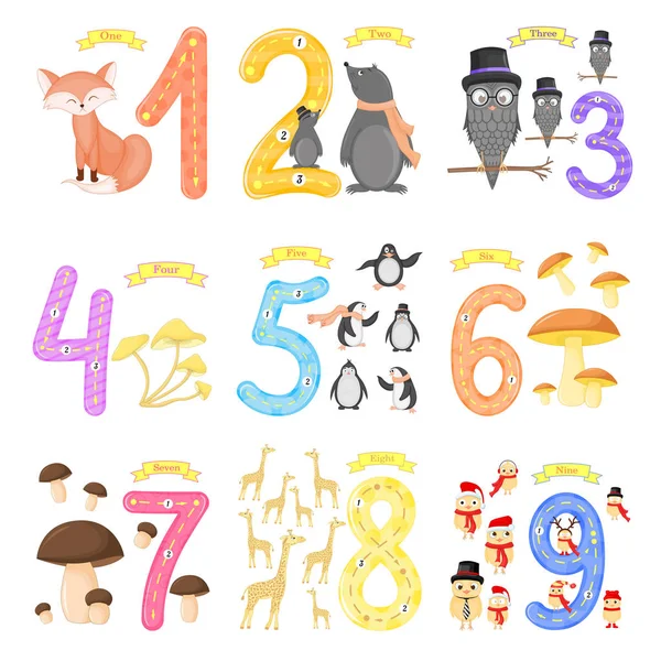Set çocuk Flashcard izleme saymak ve yazmak için öğrenme numara. 0-10 numaraları öğrenme