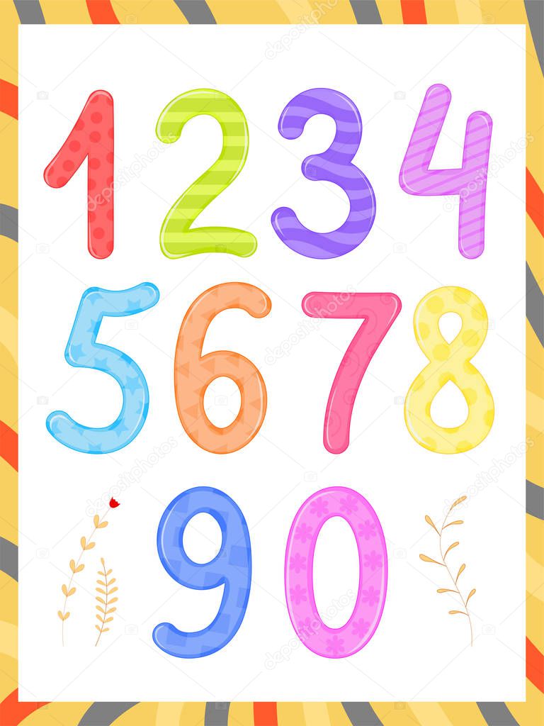 Set children Flashcard number tracing learning to count and to write. learning the numbers 0-10