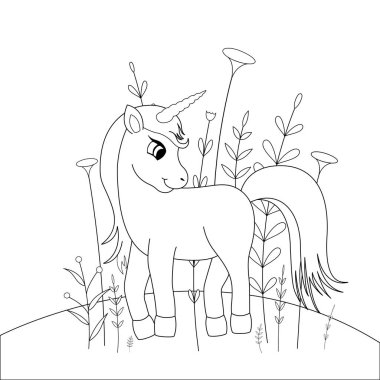 boyama kitabı karikatür hayvanlar ile çocuk s. Okul öncesi çocuklar sevimli unicorn için eğitim görevleri