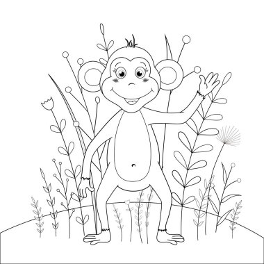 boyama kitabı karikatür hayvanlar ile çocuk s. Okul öncesi çocuklar sevimli maymun için eğitim görevleri