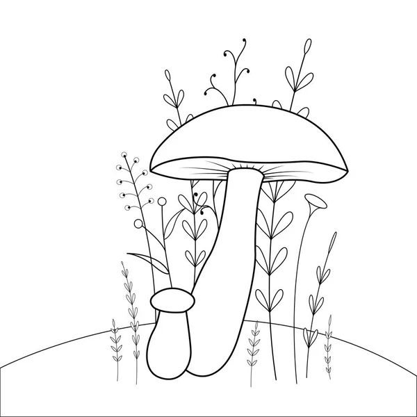 Gyermekek s a karikatúra állatok kifestőkönyv. Az óvodáskorú gyermekek aranyos gombát oktatási feladatok — Stock Vector