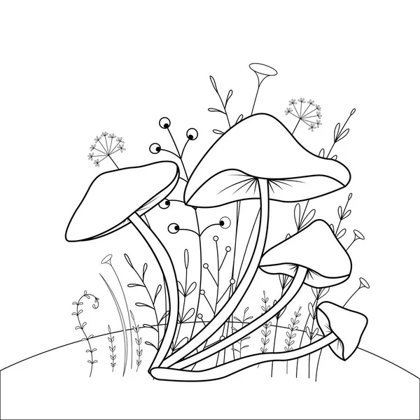 Página para colorir simples cogumelo comestível bonito em vetor de