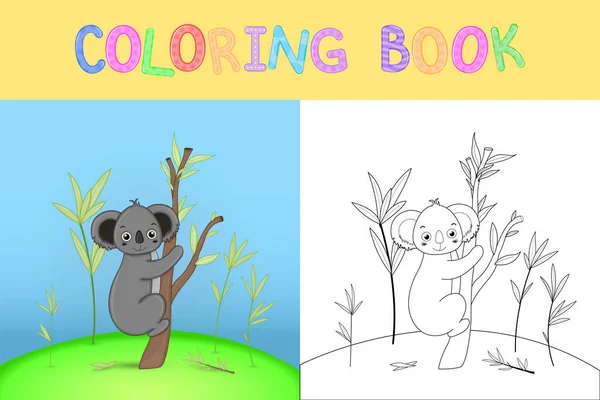 Libro para colorear para niños con animales de dibujos animados. Tareas educativas para niños en edad preescolar Koala agradable . — Vector de stock