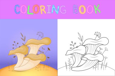 çocuk boyama kitabı karikatür hayvanlar ile. Okul öncesi çocuklar sevimli mantar için eğitim görevleri