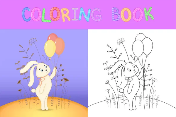 Livre de coloriage pour enfants avec des animaux de dessin animé. Tâches éducatives pour les enfants d'âge préscolaire lapin mignon . — Image vectorielle