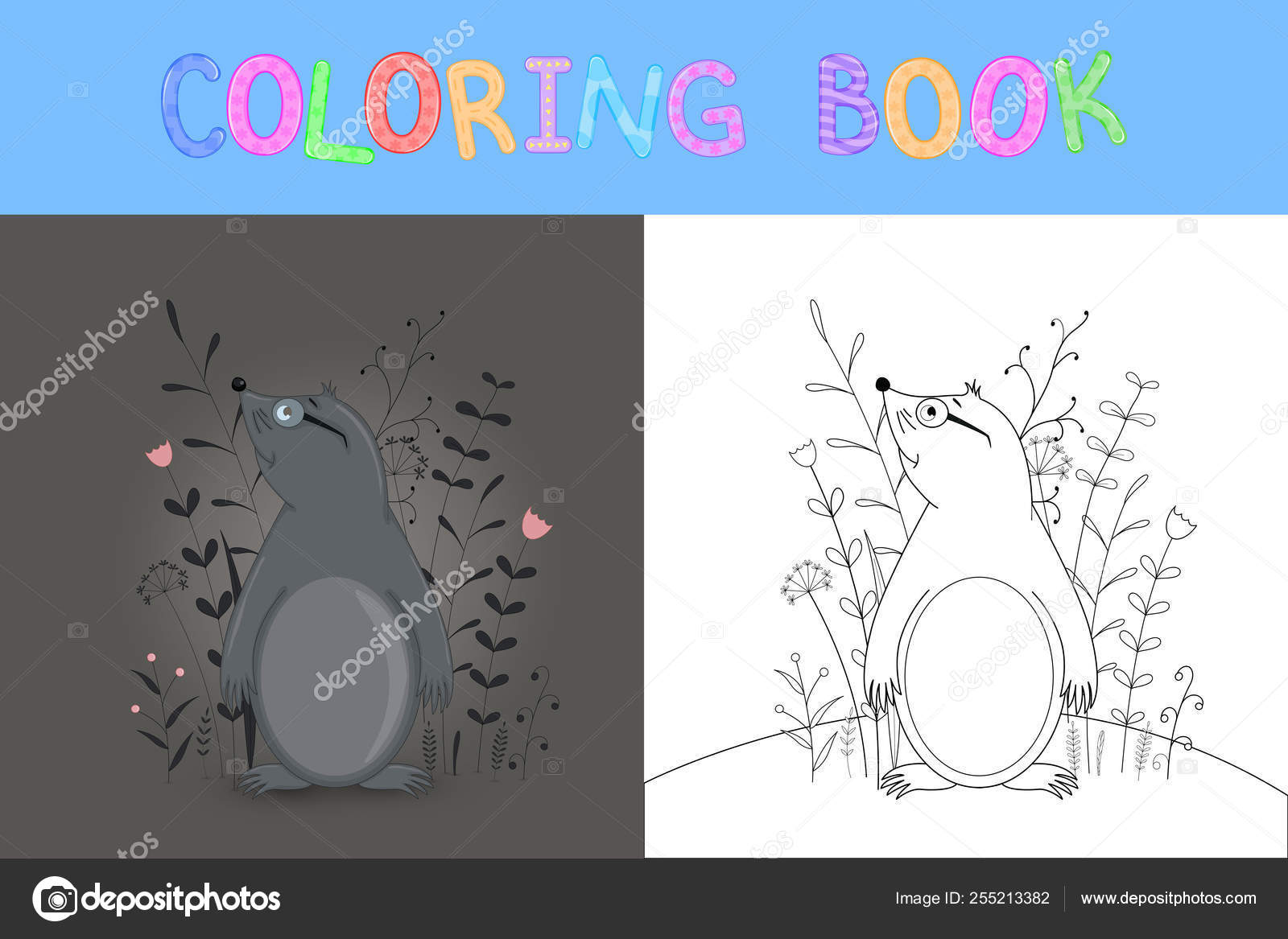 Libro Con Animales De Dibujos Animados Para Colorear De Los Ninos