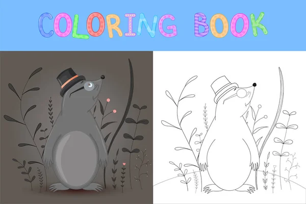 Libro para colorear o página para niños en edad escolar y preescolar. Desarrollo de la coloración infantil. Ilustración de dibujos animados vectorial con lunar lindo — Vector de stock