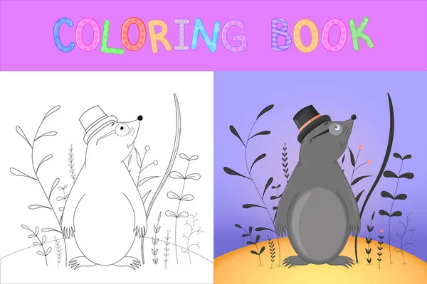 Libro para colorear o página para niños en edad escolar y preescolar. Desarrollo de la coloración infantil. Ilustración de dibujos animados vectorial con lunar lindo — Vector de stock