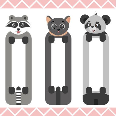 Şirin hayvanlı bebek yer imleri, vektör grafikleri