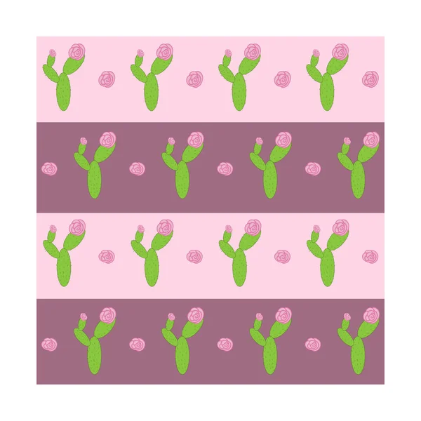 Patrón sin costuras de cactus y flores, gráficos vectoriales — Vector de stock