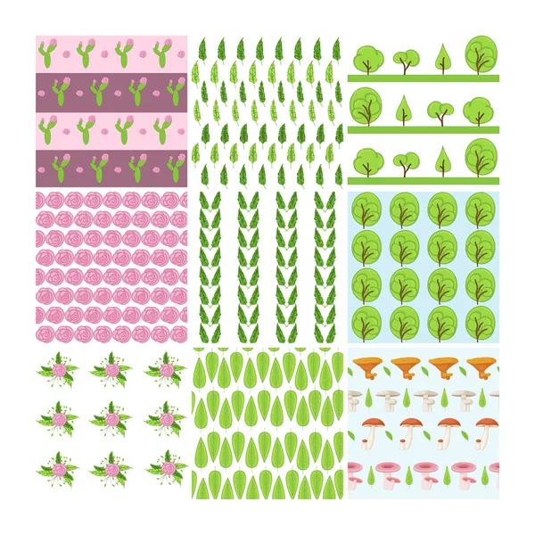식물, 벡터 그래픽으로 움직이지 않는 패턴들의 집합 — 스톡 벡터