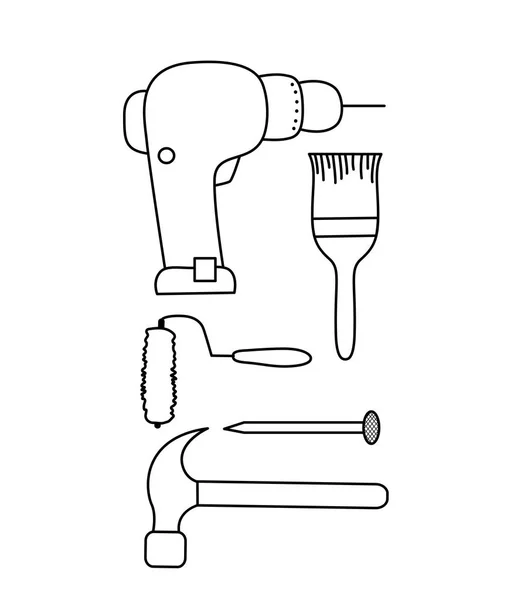 Набор инструментов, используемых для ремонта — стоковый вектор