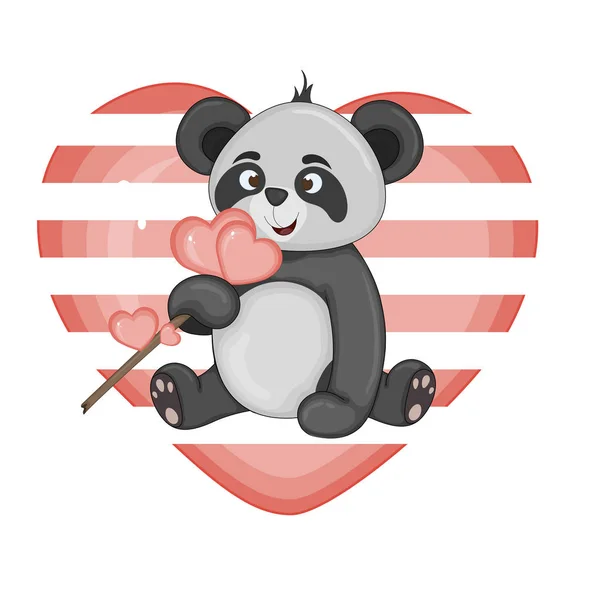 Ilustración vectorial con Panda en el día de San Valentín — Archivo Imágenes Vectoriales