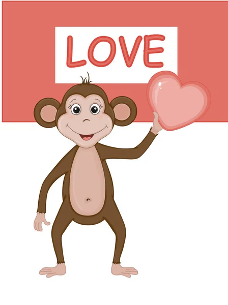 Illustration vectorielle d'un singe pour la Saint Valentin — Image vectorielle