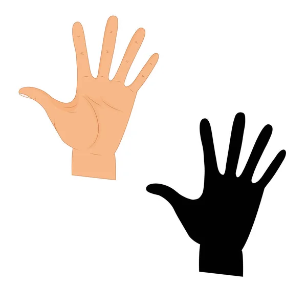 手用指向手指向量例证, 指向手指, 手被画的手被隔绝在白色背景, 指向手指的剪影手 — 图库矢量图片
