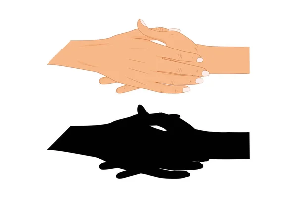 业务合作伙伴的握手。矢量平面样式插图. — 图库矢量图片