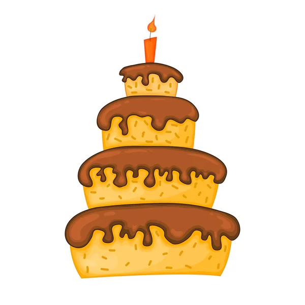 卡通蛋糕插图与蜡烛。快乐生日. — 图库矢量图片
