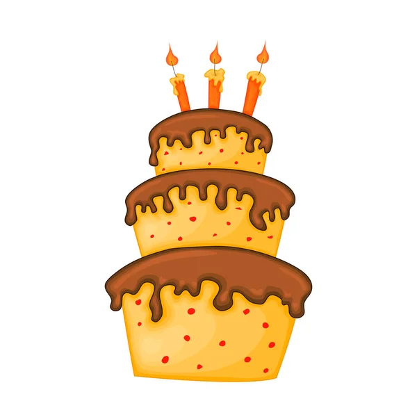 Illustration de gâteau de dessin animé avec bougie. Joyeux anniversaire . — Image vectorielle