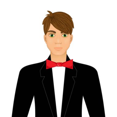 Suit ikonundaki adam beyaz arka planda izole edildi. Vektör illüstrasyonu