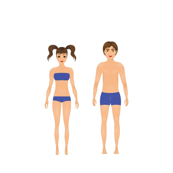 子供10代の男の子と女の子で水着 — ストックベクタ