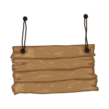 Eski çizgi film tarzında ahşap tabela beyaz arka planda izole edilmiş. Metin için şablon.