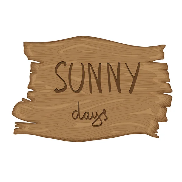 Dřevěný starý znak v retro karikaturním stylu izolované na bílém pozadí. slunečné dny — Stockový vektor