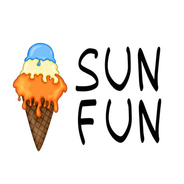 Yaz tasarımı çıkartması, yazlık elementler ve el yazısı harfleri. Tişört baskıları, çantalar, alışveriş malzemeleri, kumaş, kartlar, posterler ve internet için harika. - Vektör kremi.