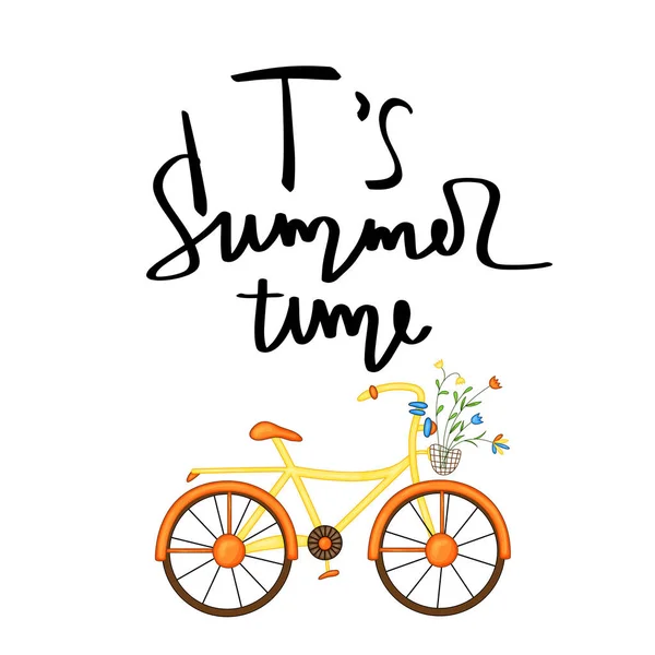 Summer design sticker with summer elements and hand lettering words. Great for t-shirt prints, tote bags and shoppers, fabric, cards, posters and web. - Vector — Stock Vector