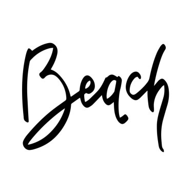 Yaz el çizilmiş fırça harfleri. Yaz tipografisi plajı