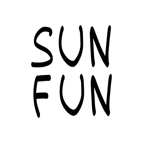 Letras de escova desenhadas à mão de verão. Tipografia de verão sol divertido - ilustração vetorial —  Vetores de Stock
