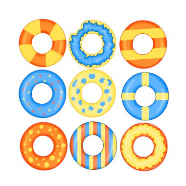 Renkli yüzme halkaları simgesi beyaz arkaplanda izole edildi. Vektör çizimi. - Vektör