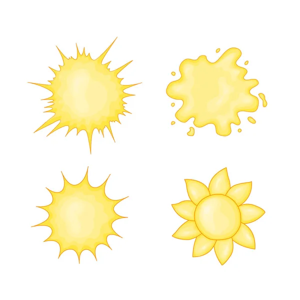 Icône soleil dans le style de dessin animé mignon. Illustration vectorielle isolée sur fond blanc — Image vectorielle