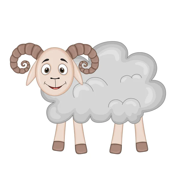 Fluffy sheep of gray color . cartoon animals — Stock Vector