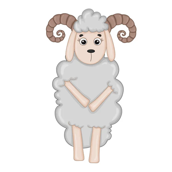 Moutons pelucheux de couleur grise. animaux de dessin animé — Image vectorielle