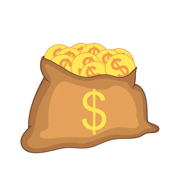 Money bag icon, moneybag flat simple cartoon illustration. Vector illustration. — Stock Vector