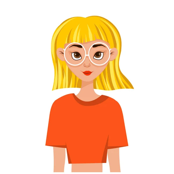 Emoções femininas. Expressão facial. Menina Avatar. Ilustração vetorial de um desenho plano. — Vetor de Stock