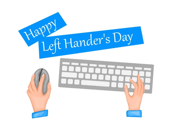 Вітаю Міжнародним Днем Ліфтіїв Ілюстрація Двох Рук Клавіатура Одній Руці — стоковий вектор
