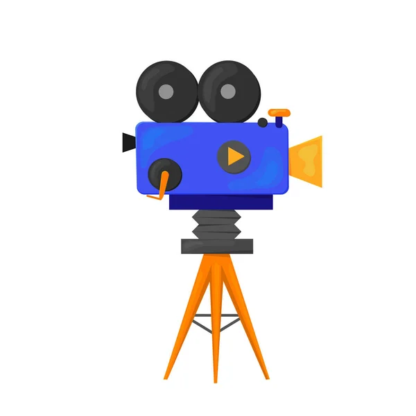 Platte Vectoricoon Illustratie Van Videocamera Icoon Geïsoleerd Wit — Stockvector