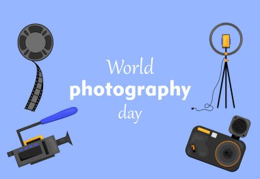 Dünya Fotoğraf Günü 'nün vektör illüstrasyonu - 19 Ağustos