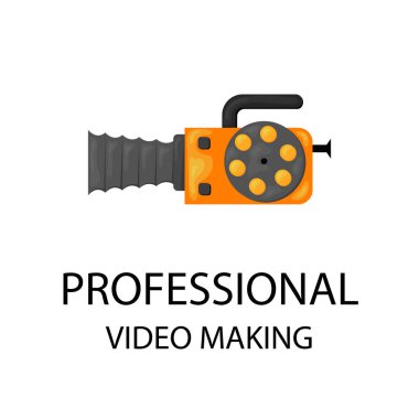 Minik Karakterler Film Yapıyor. Profesyonel Ekipman Kayıt Filmi ile Kamera ve Personel Kullanımı Operatörü. Megafonlu Yönetmen, Alkışlı İnsanlar ve Makara Filmi. Çizgi film Vektör İllüstrasyonu