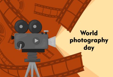 Dünya Fotoğraf Günü 'nün vektör illüstrasyonu - 19 Ağustos.