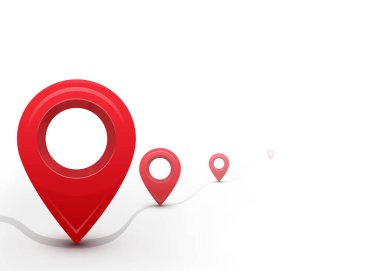 Harita işaretleri olan yol. Yol, yol, yön çizgisi. Uzayı kopyala Beyaz arka planda izole edilmiş. Vektör illüstrasyonu