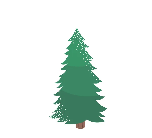 Fir Tree Snow Texture Pine Xmas Vector Illustration Isolated White — Stock Vector