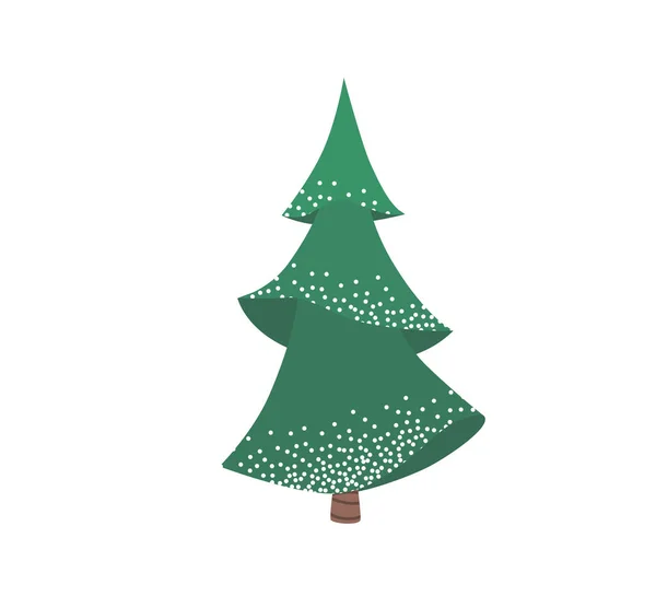 雪のテクスチャを持つモミの木 白い背景に孤立した松のクリスマスのベクトル図 クリスマスの装飾のためのシンプルなフラット漫画緑のトウヒの植物 — ストックベクタ