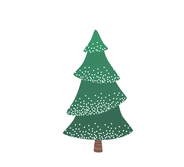 Fir Träd Med Snö Struktur Pine Xmas Vektor Illustration Isolerad — Stock vektor