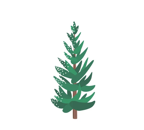 Fir Träd Med Snö Struktur Pine Xmas Vektor Illustration Isolerad — Stock vektor