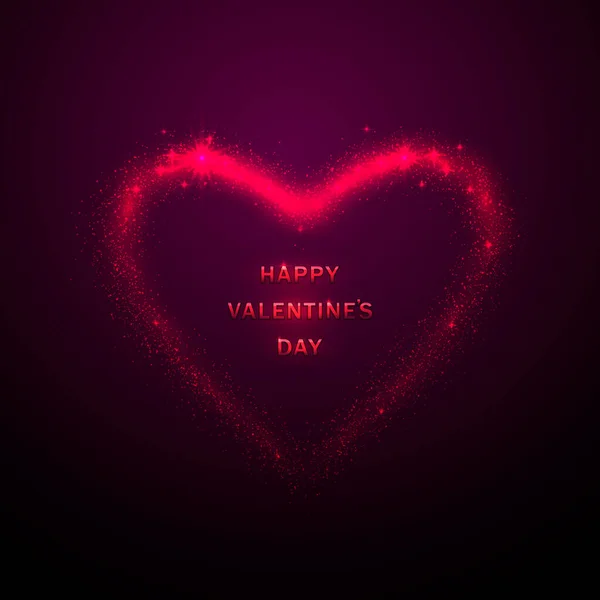발렌틴의 삽화와 보라색 배경에 유성과 꼬리가 분홍빛 실루엣 포스터 — 스톡 벡터