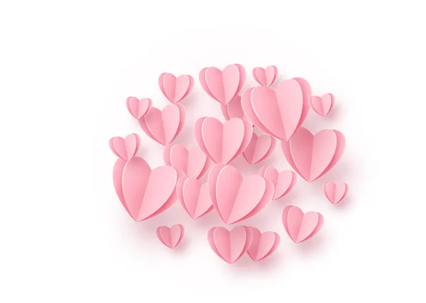 Cuore Sfondo Rotondo Con Cuori Carta Rosa Chiaro Modello Amore — Vettoriale Stock