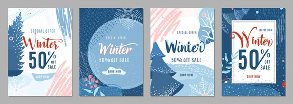 Χειμερινή Πώληση Αφίσα Που Φόντο Winter Time Gift Discount Offer — Διανυσματικό Αρχείο