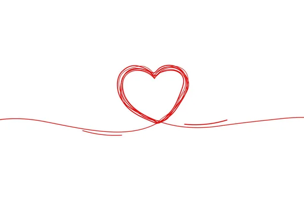 Ligne Continue Bordure Coeur Sur Fond Blanc Pour Les Valentines — Image vectorielle